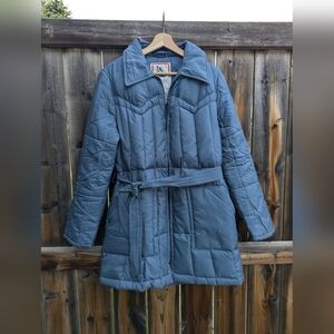 Vintage 70s down coat with tie size M